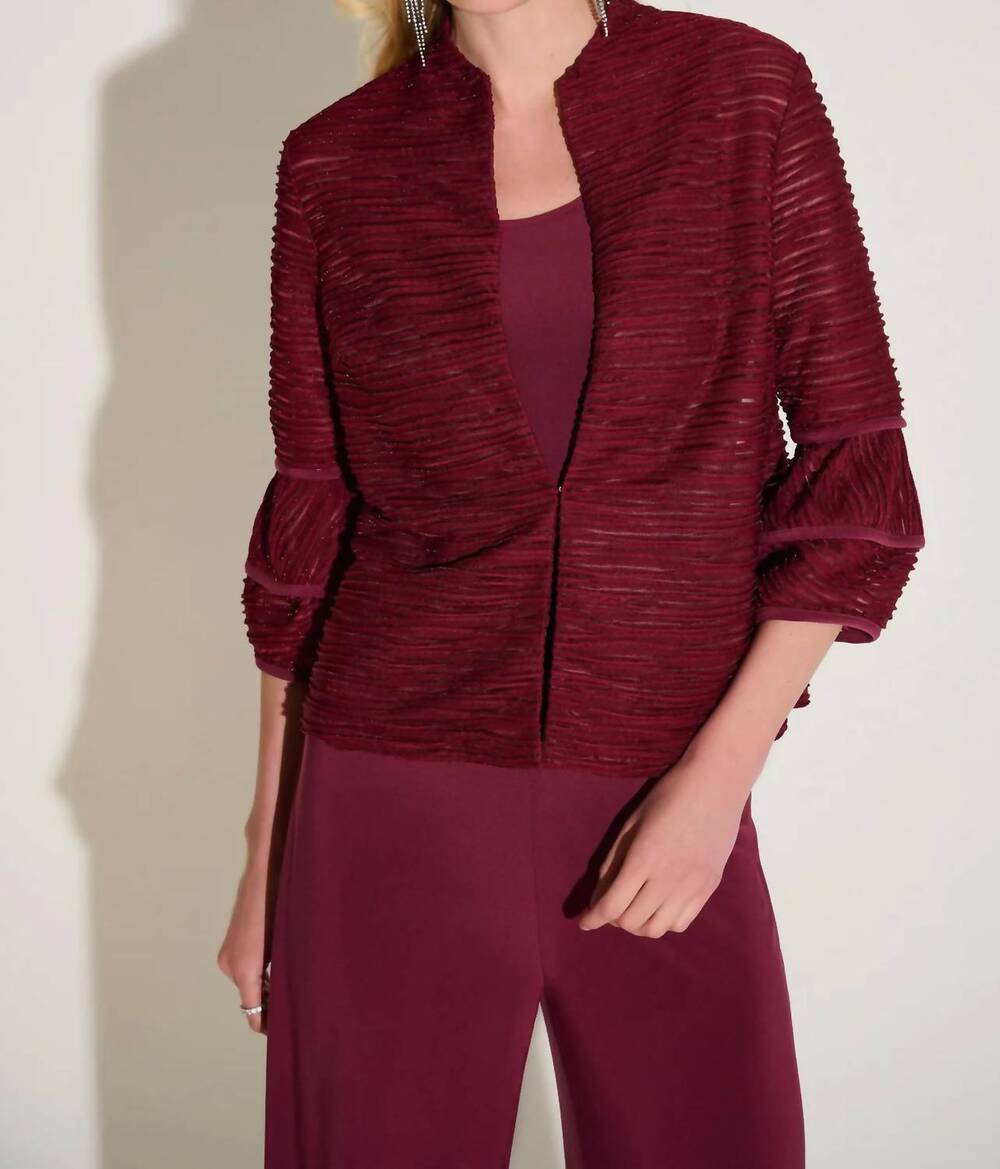 NEW JOSEPH RIBKOFF cascade knit twin set jacket in merlot